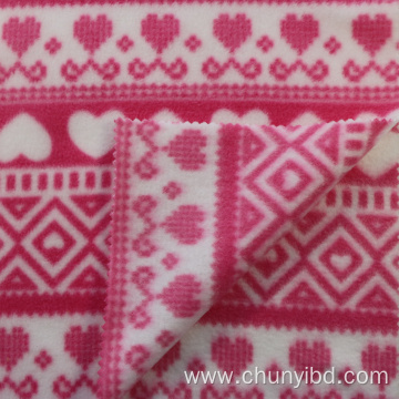 100 Polyester Pink Heart Pattern Both Side Brushed One Side Anti-pilling Printed Polar Fleece Fabric for Sofa Clothing